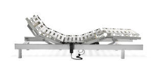 Sommier Beka Motion réglable électriquement, tête et pieds ajustables, 80x200 cm, disponible chez Literie Jehaes à Oupeye. Idéal pour un confort sur mesure et un soutien optimal.