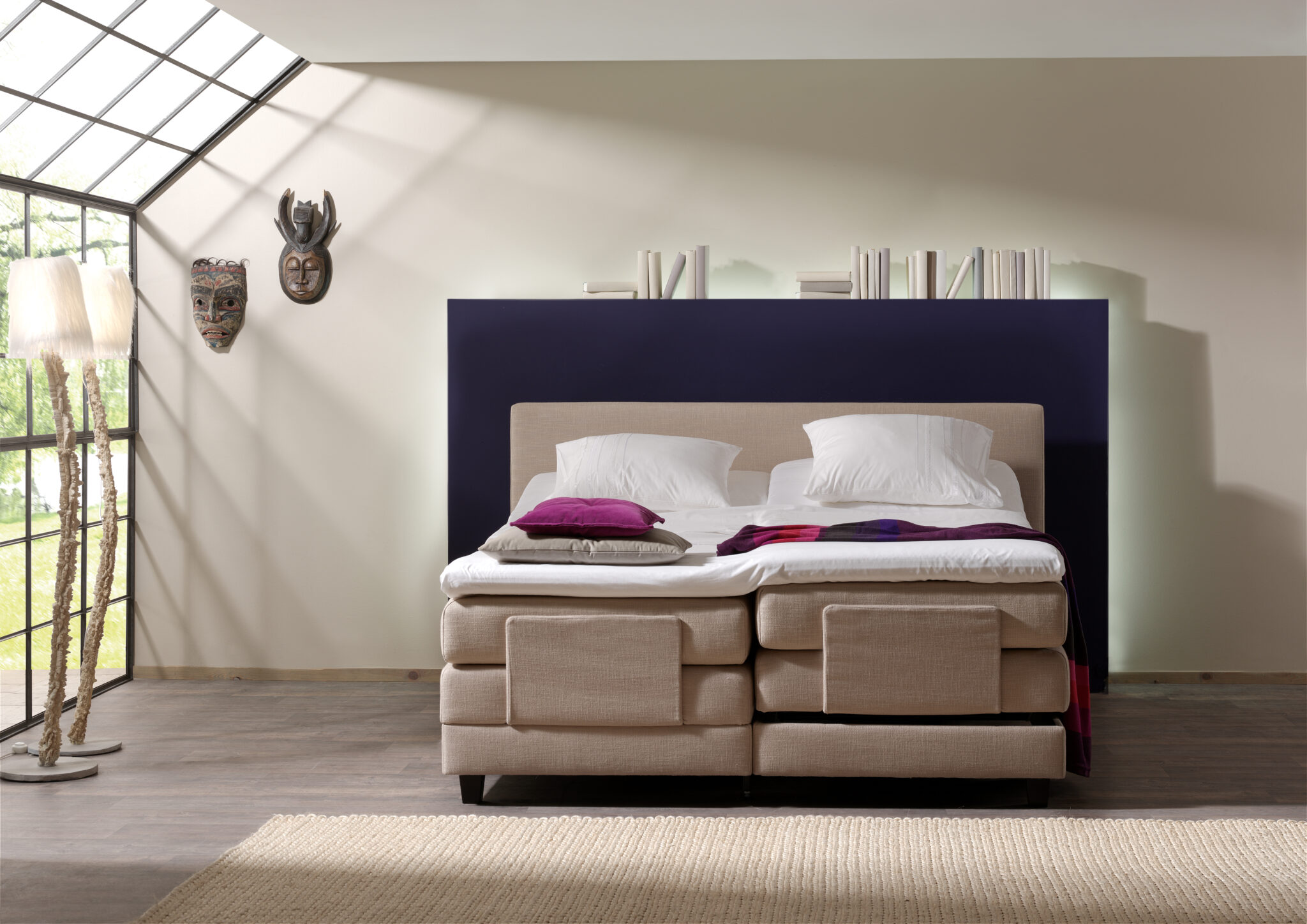 Boxspring velda versus 2C 180x200 brun, tête de lit