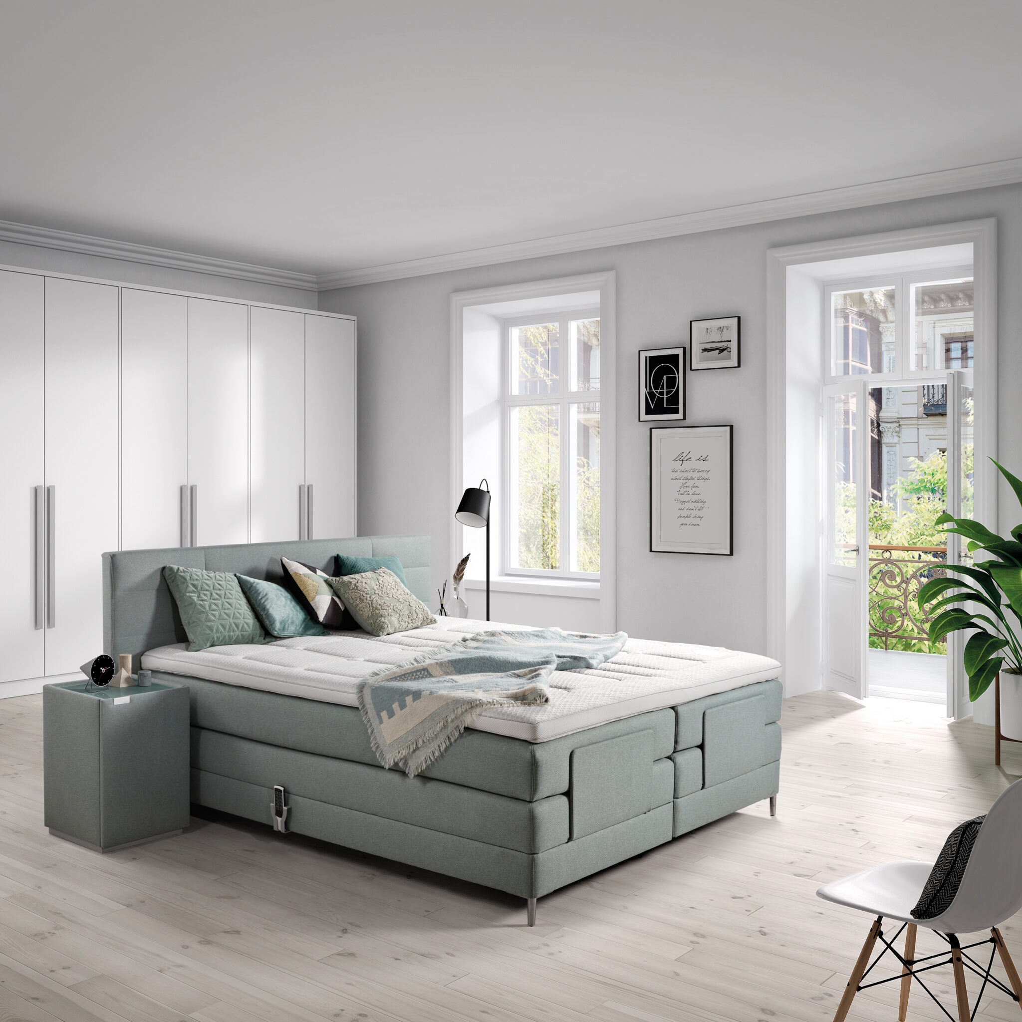 Boxspring velda versus 2C bleu pour 2 personnes