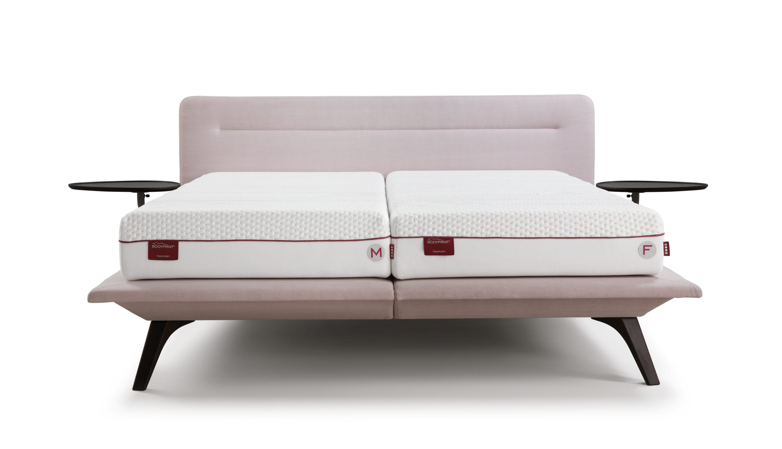 BOXSPRING VELDA FLY 160X200 rose et table de nuit