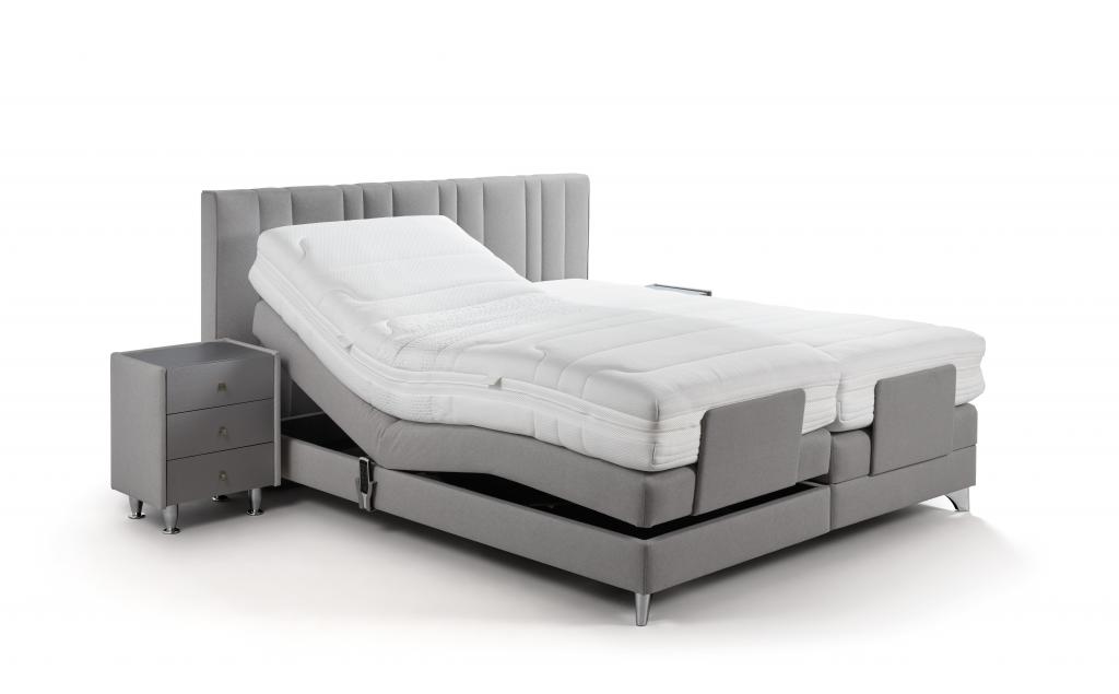 BOXSPRING VELDA POQQET cuir gris électrique 180x200