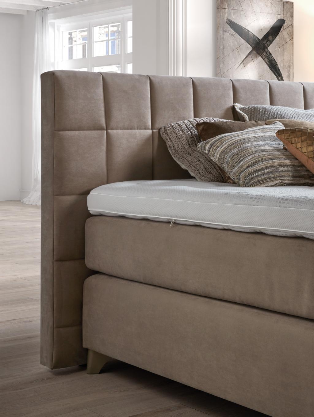 BOXSPRING VELDA POQQET avec tête de lit bruine et surmatelas