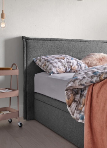 BOXSPRING à rangement avec tête de lit gris