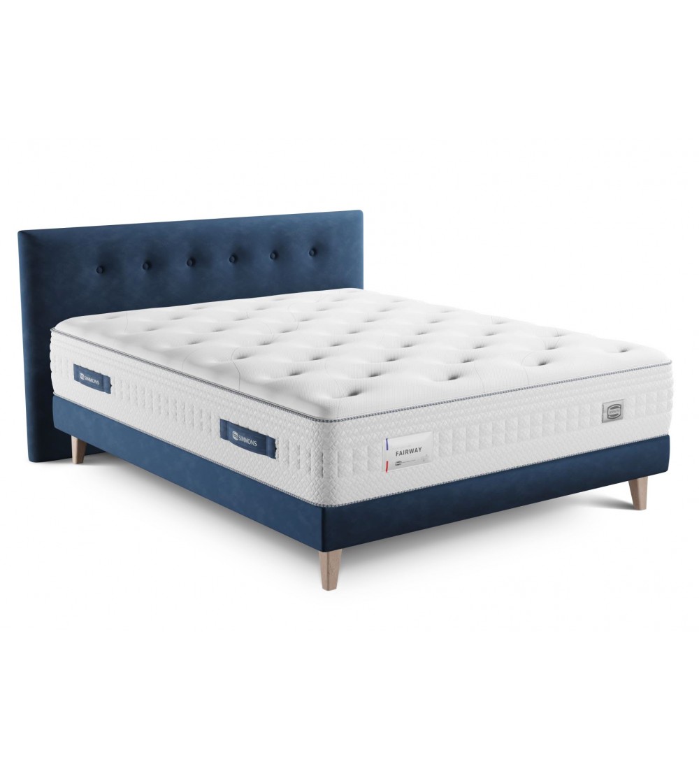 MATELAS SIMMONS FAIRWAY AVEC UN BOXSPRING BLEU 160 x 200