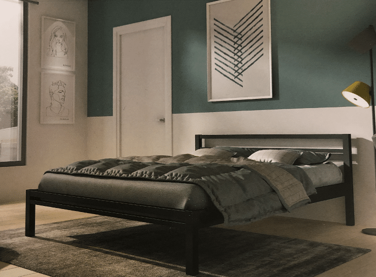 cadre de lit noir perfecta 160x200 dans une chambre