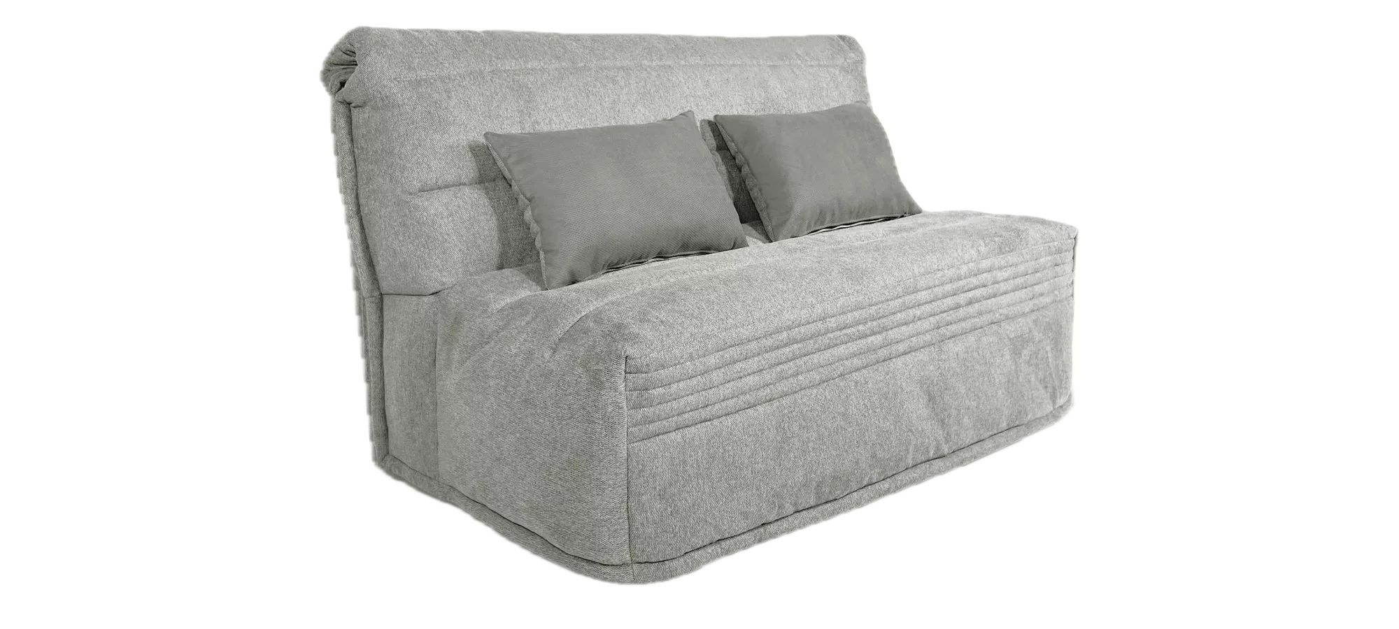 Canapé BZ gris en tissus avec 2 coussins